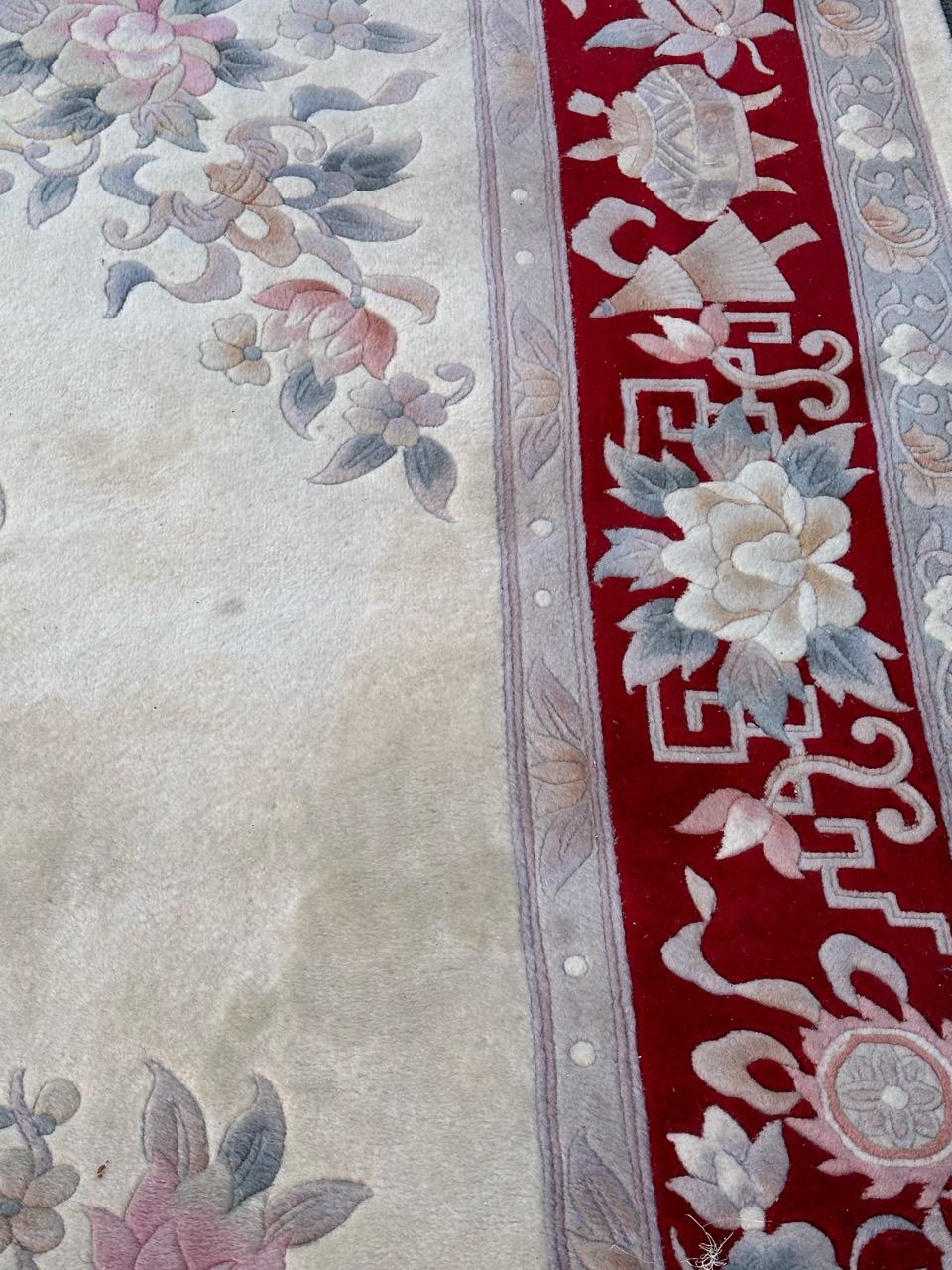 Late 20th Century Nice mid century Chinese art deco rug For Sale