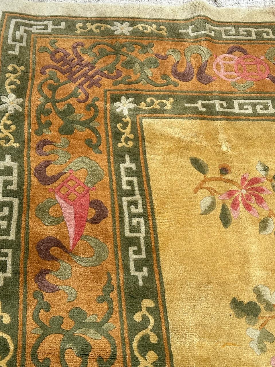 Bonita alfombra china art decó de mediados de siglo Lana en venta