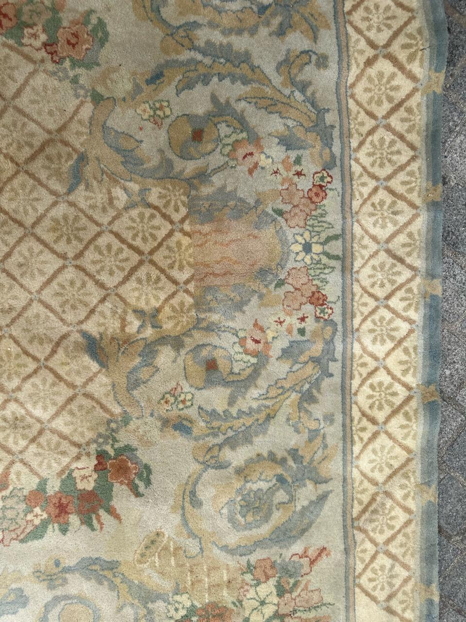 Bel tappeto CNA Savonnerie di metà secolo, ridotto In condizioni discrete in vendita a Saint Ouen, FR