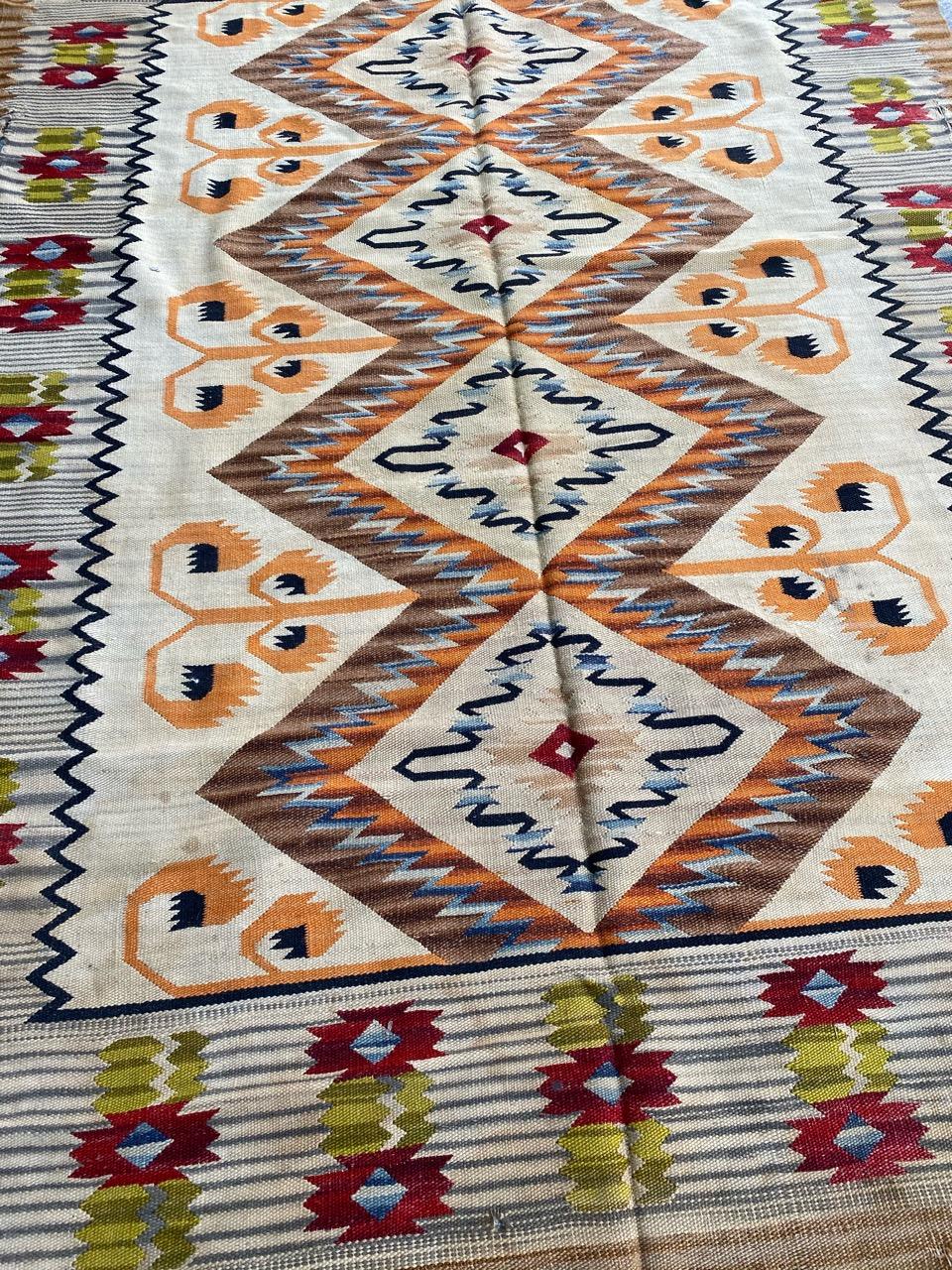 Nice Mid Century Flat Woven Scandinavian Rug Kilim  In Good Condition For Sale In Saint Ouen, FR