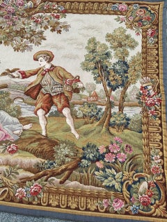 Bobyrug’s Nice Midcentury France Aubusson Style Jaquar Tapestry