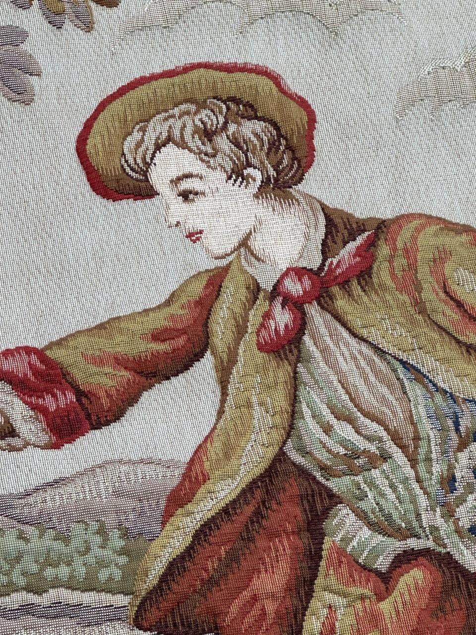 Bobyrug's Nice Midcentury Frankreich Aubusson Stil Jaquar Wandteppich (20. Jahrhundert) im Angebot