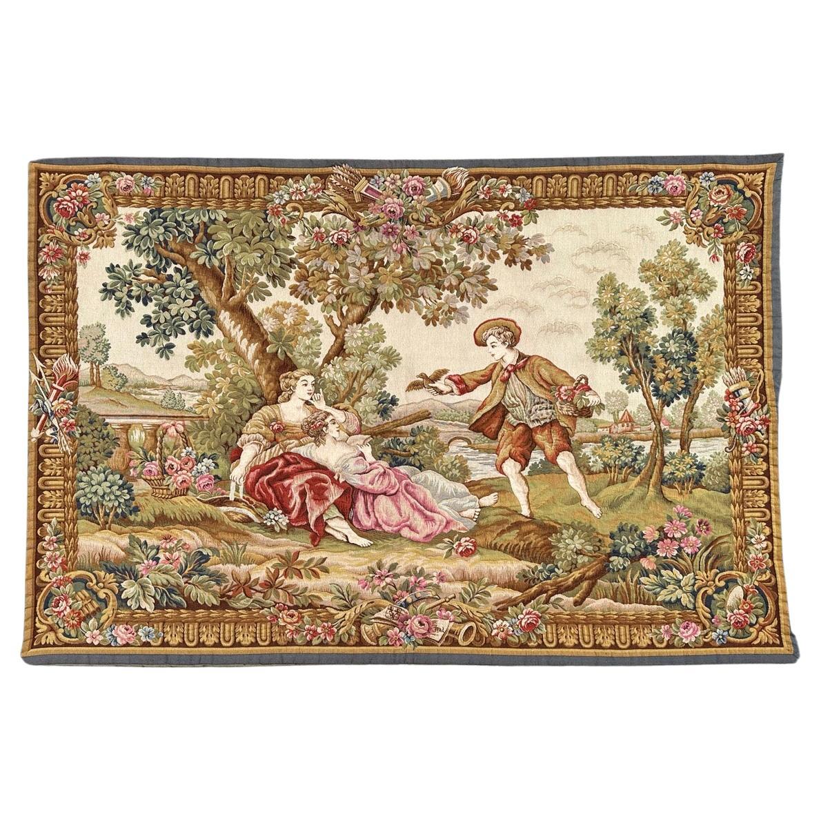 Bobyrug’s Nice Midcentury France Aubusson Style Jaquar Tapestry
