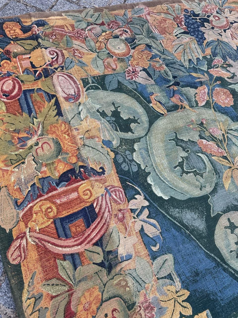 Bobyrug’s Nice mid century french 16th century style printed tapestry  For Sale 2