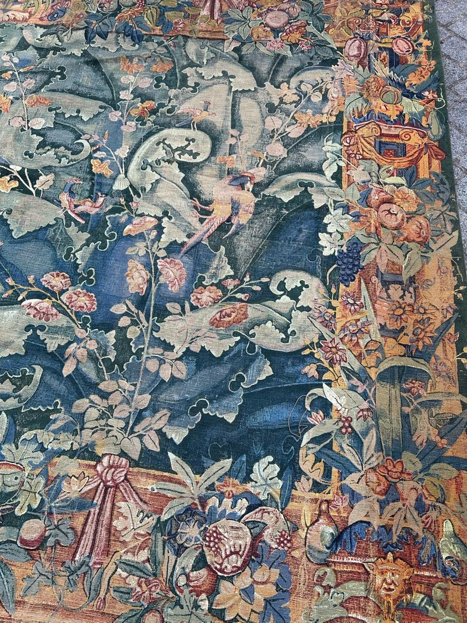 Bobyrug's Nice Mitte des Jahrhunderts Französisch 16. Jahrhundert Stil gedruckt Tapisserie  (Baumwolle) im Angebot