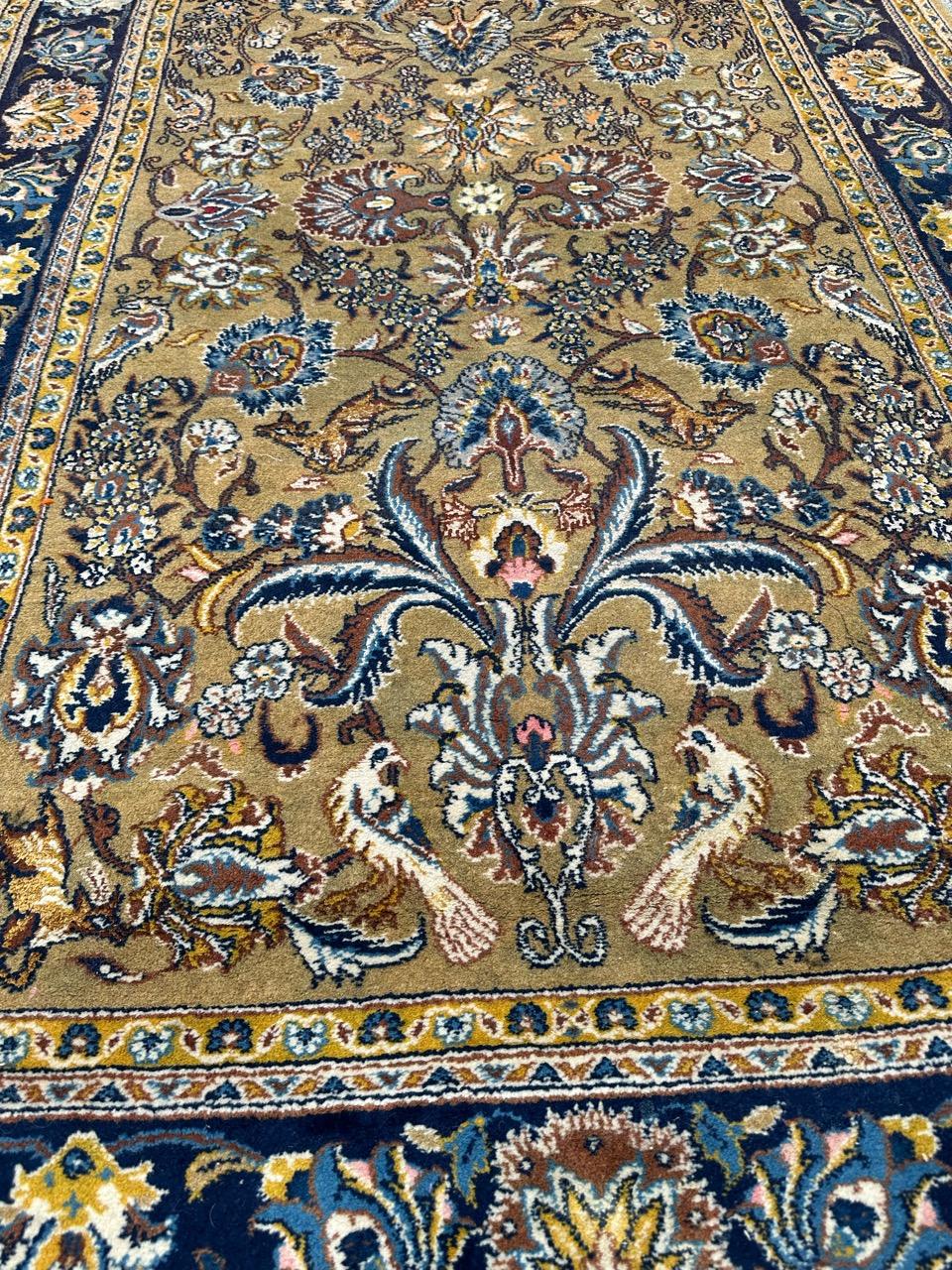 Wool Bobyrug’s Nice mid century kashan rug  For Sale