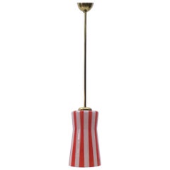 Nice Mid-Century Modern Pendant Lamp Made of Brass and Glass, 1950s Germany