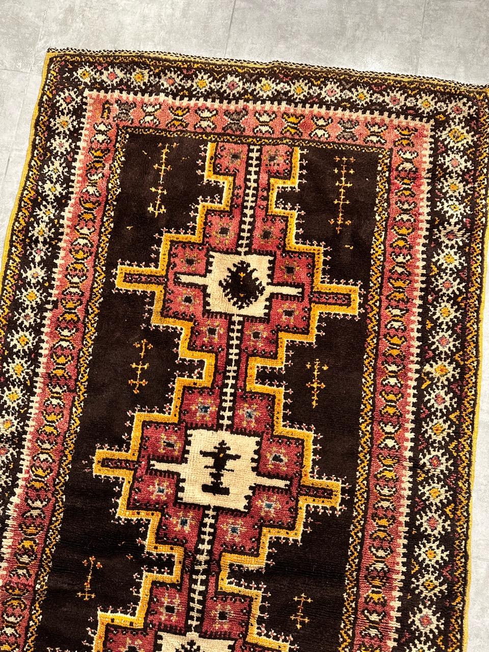Hand-Knotted Bobyrug’s Nice Mid Century Moroccan Berbere Rug For Sale