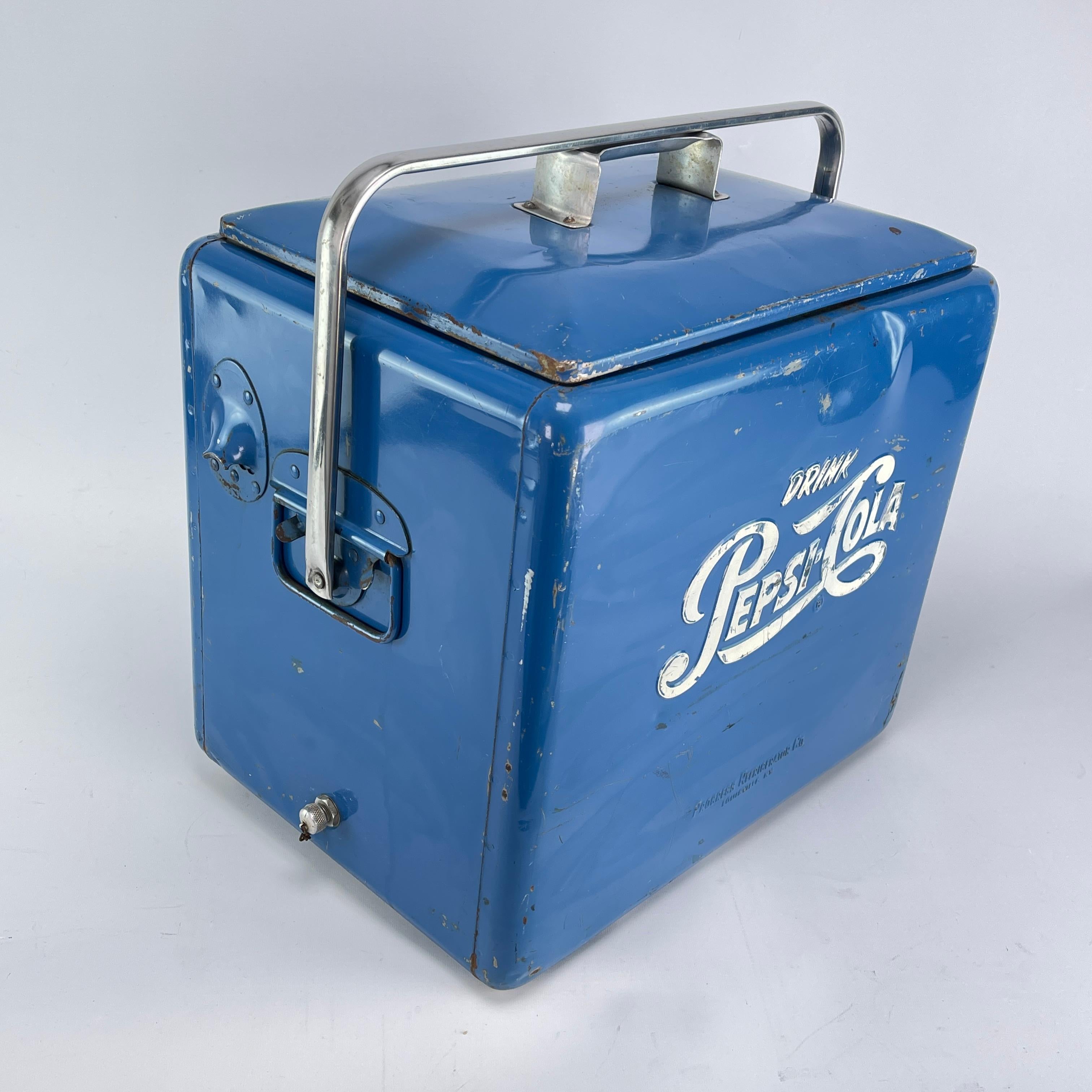 bonita nevera Pepsi Cola de mediados de siglo caja de bebidas nevera de hielo roja años 50 Lacado