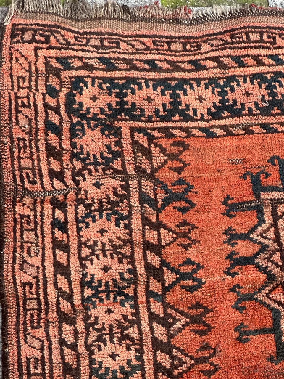 Hand-Knotted Nice mid century Turkmen rug  For Sale