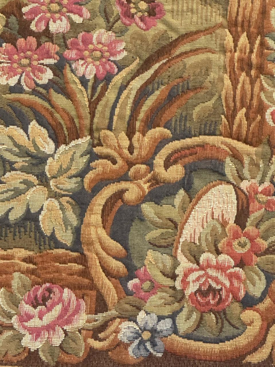 Nizza Midcentury Frankreich Aubusson Stil Jacquard Halluin Wandteppich 