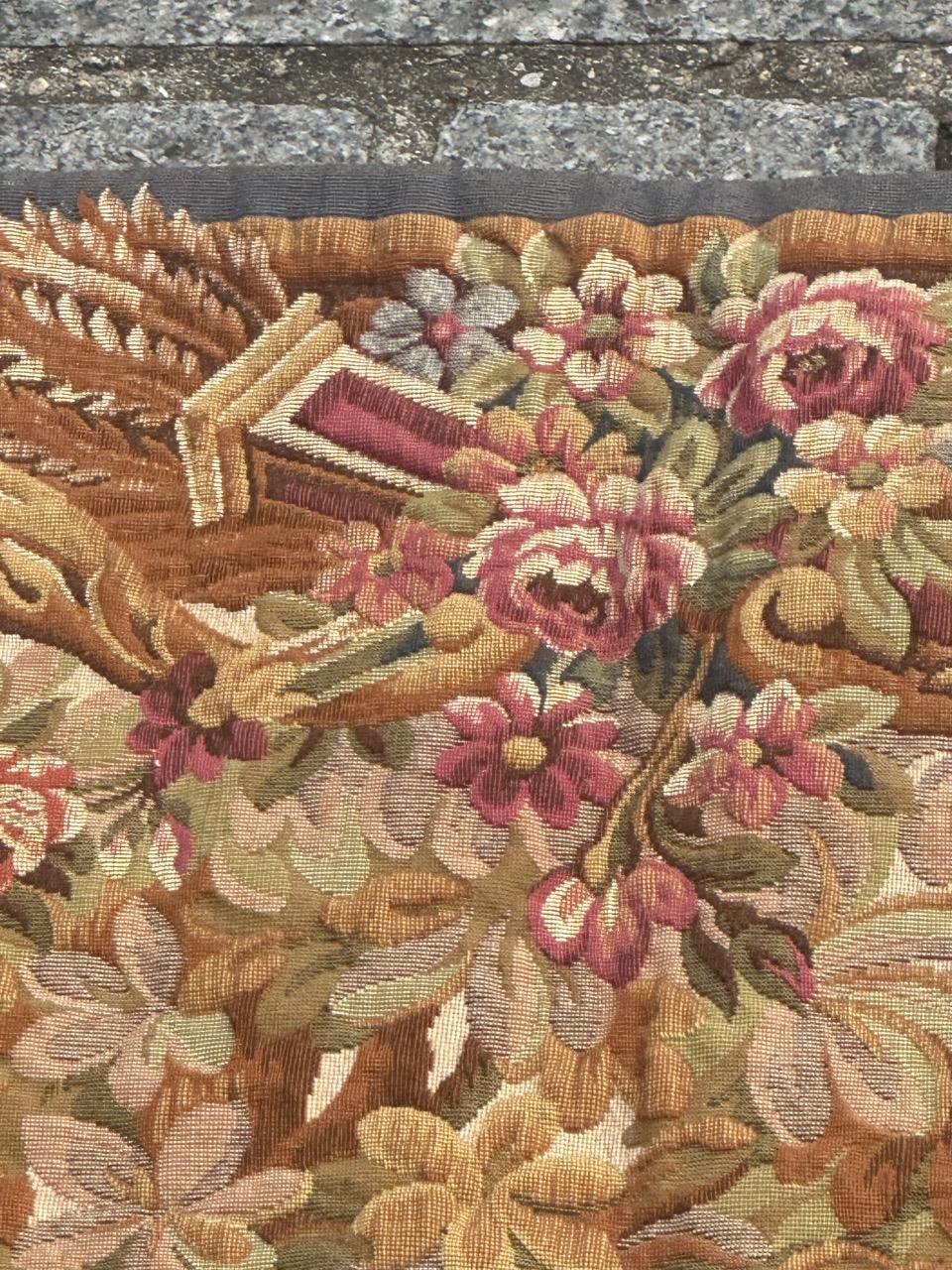 Nizza Midcentury Frankreich Aubusson Stil Jacquard Halluin Wandteppich 