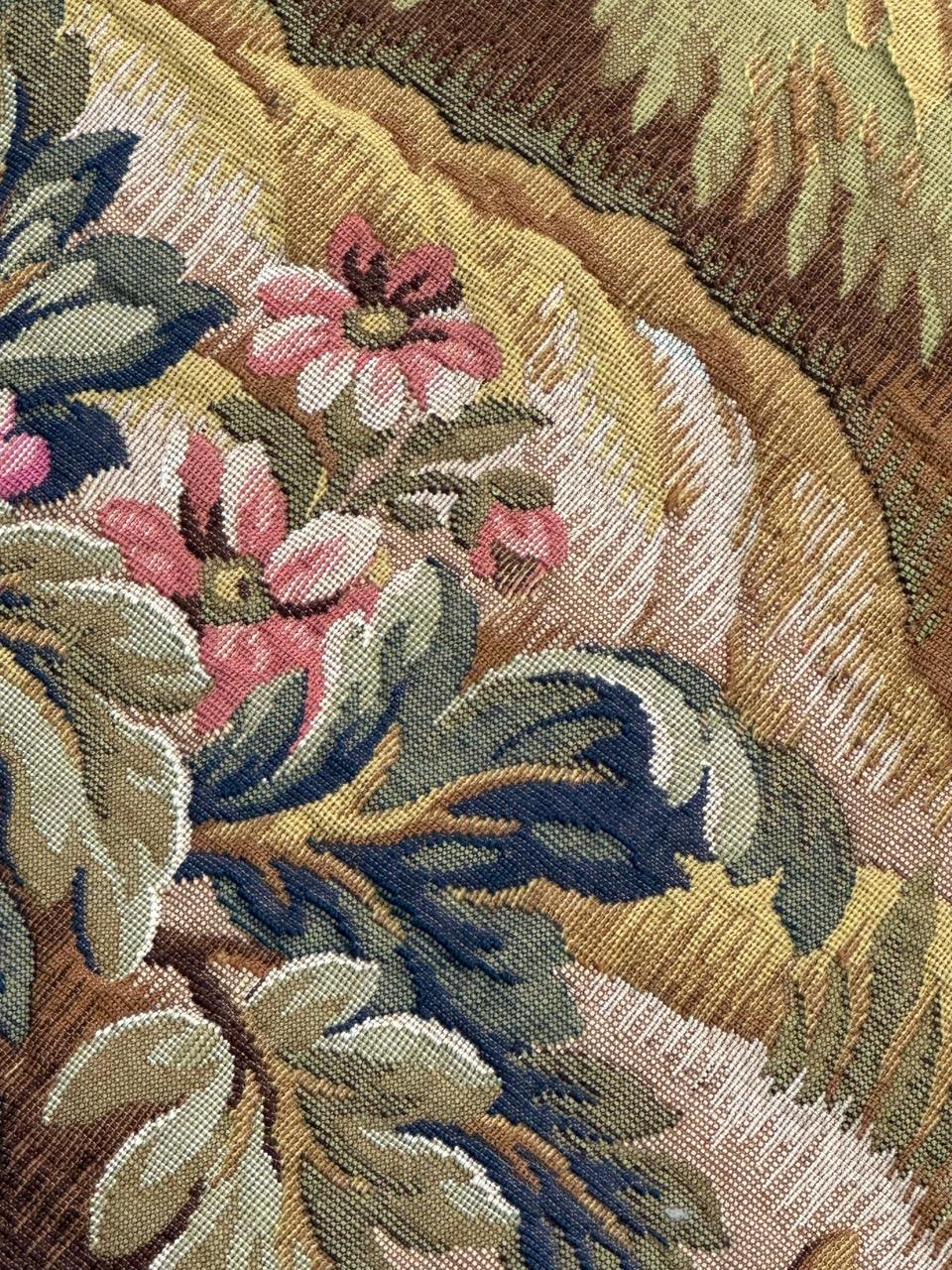 Nice Midcentury France Aubusson Style Jacquard Halluin Tapestry «bird’s offering For Sale 8