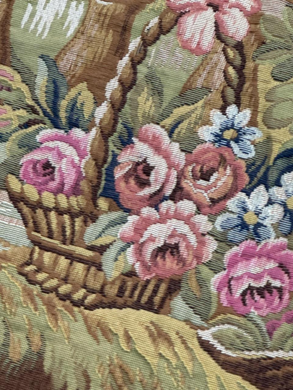 Nice Midcentury France Aubusson Style Jacquard Halluin Tapestry «bird’s offering For Sale 9