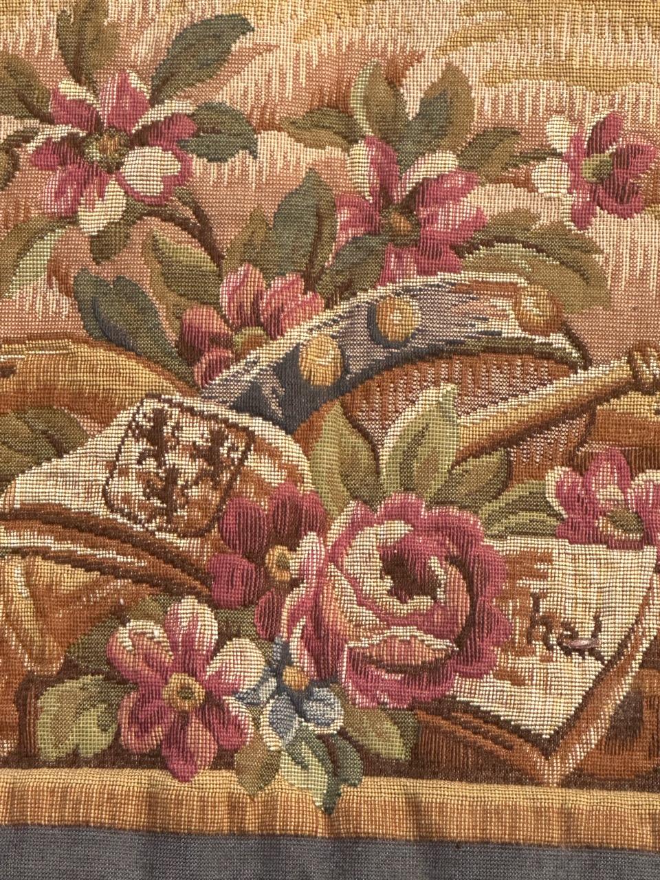 Nizza Midcentury Frankreich Aubusson Stil Jacquard Halluin Wandteppich 