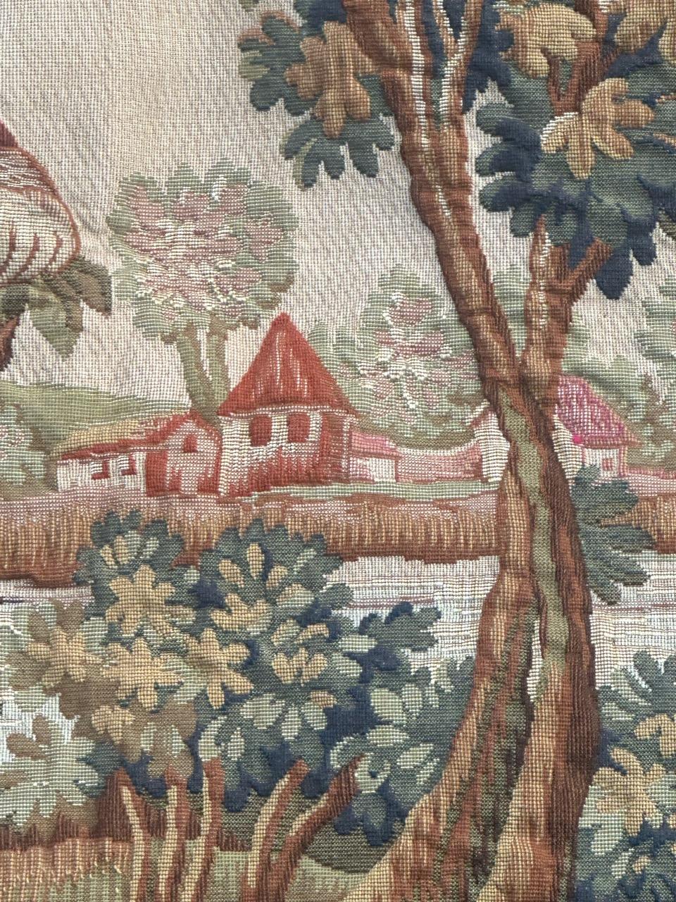 Nizza Midcentury Frankreich Aubusson Stil Jacquard Halluin Wandteppich 