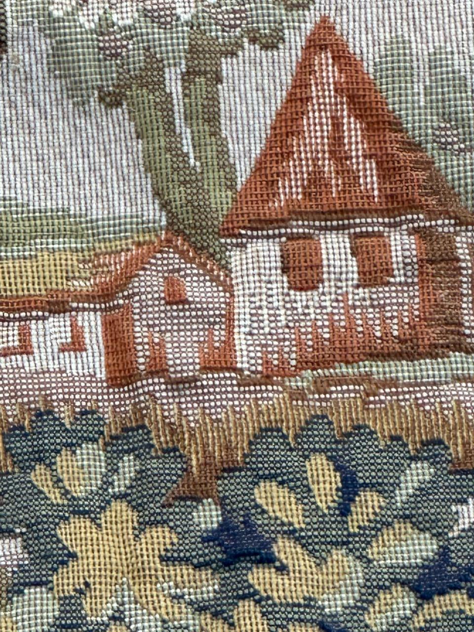 Nice Midcentury France Aubusson Style Jacquard Halluin Tapestry «bird’s offering For Sale 11