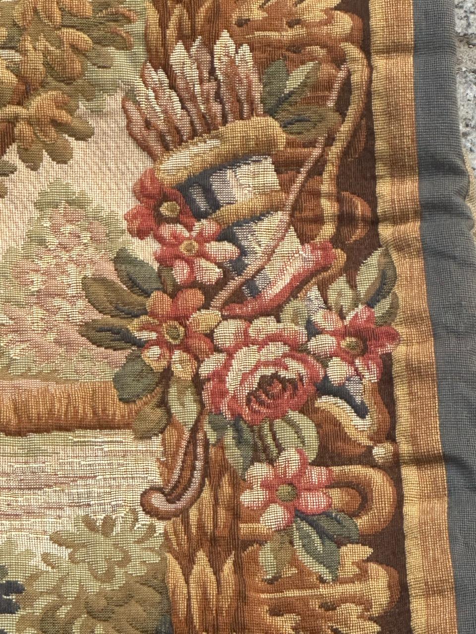 Nizza Midcentury Frankreich Aubusson Stil Jacquard Halluin Wandteppich 