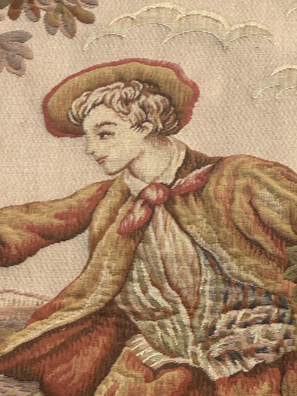 Nizza Midcentury Frankreich Aubusson Stil Jacquard Halluin Wandteppich 