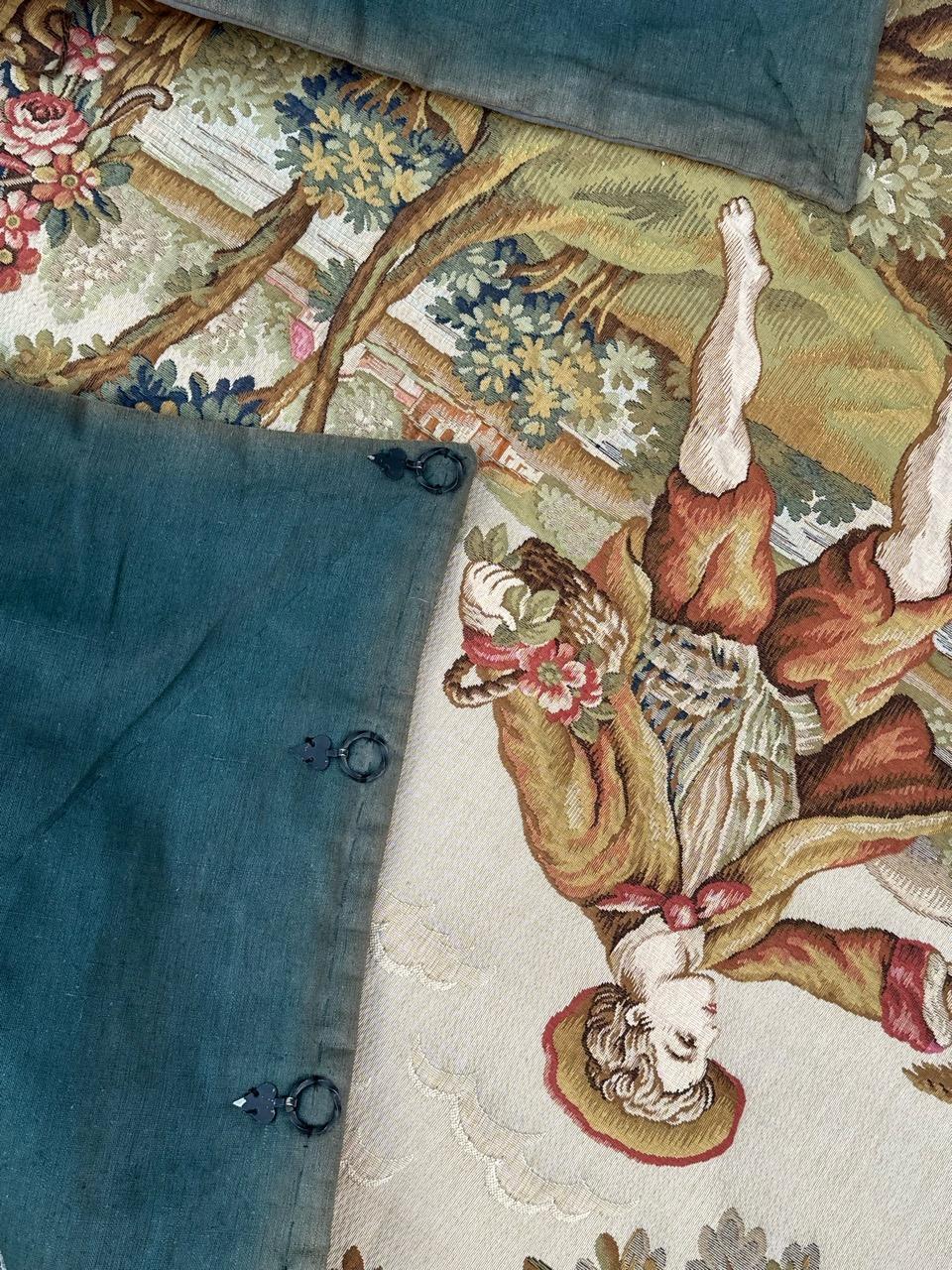 Nice Midcentury France Aubusson Style Jacquard Halluin Tapestry «bird’s offering For Sale 13
