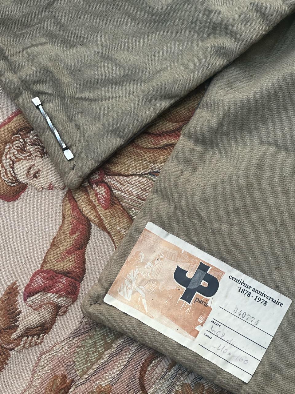 Nizza Midcentury Frankreich Aubusson Stil Jacquard Halluin Wandteppich 