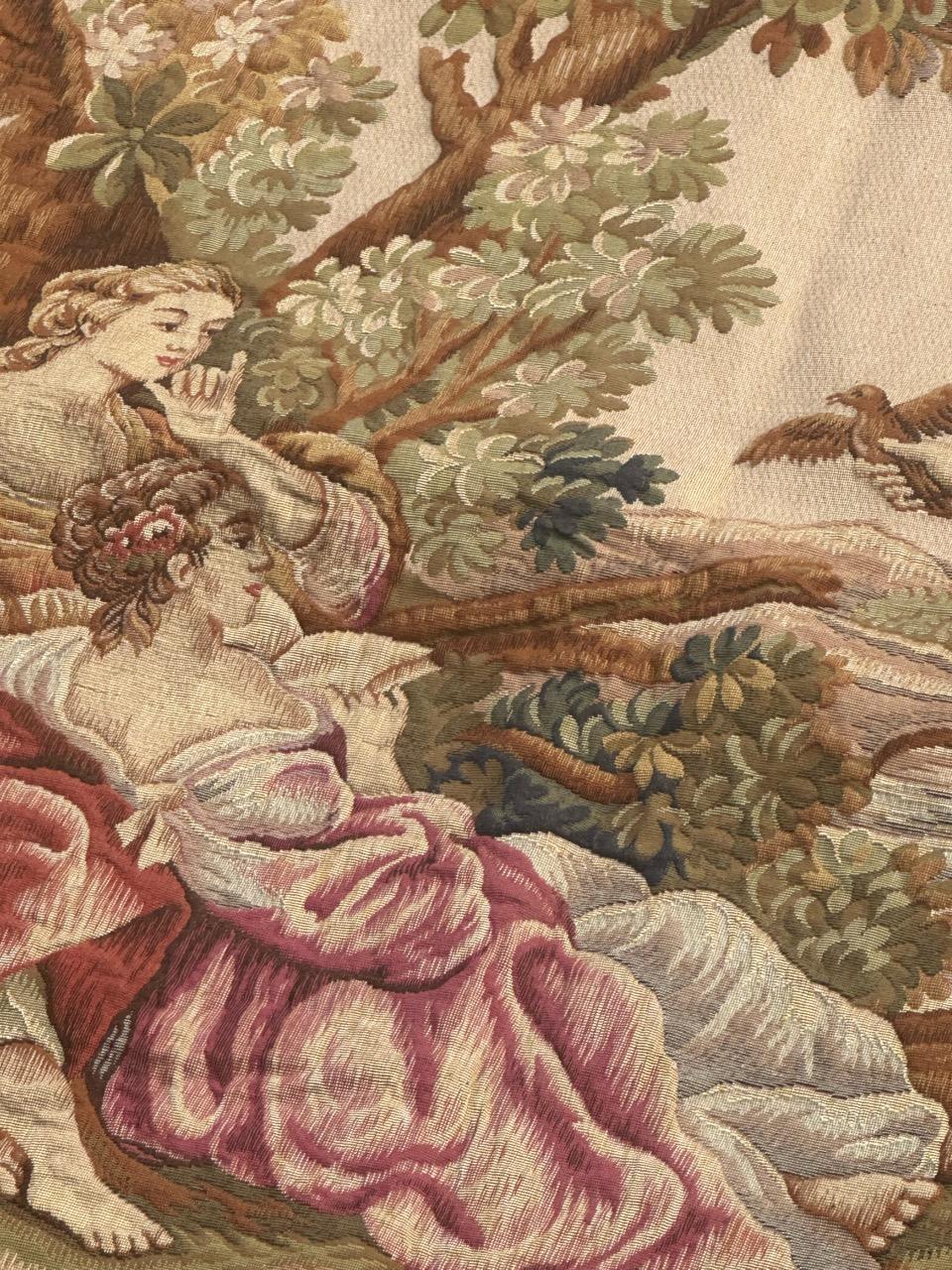 Nizza Midcentury Frankreich Aubusson Stil Jacquard Halluin Wandteppich 