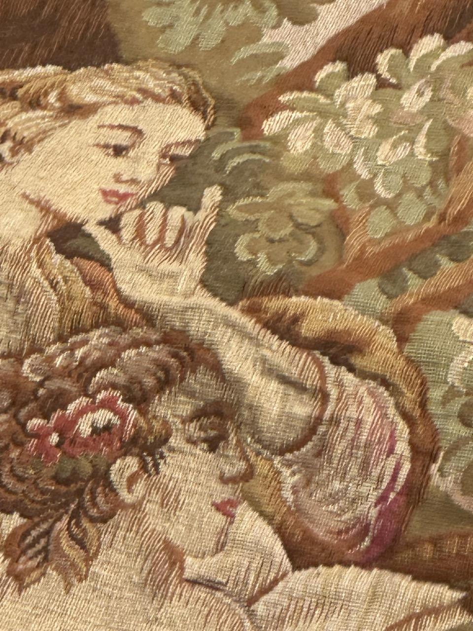 Nizza Midcentury Frankreich Aubusson Stil Jacquard Halluin Wandteppich 