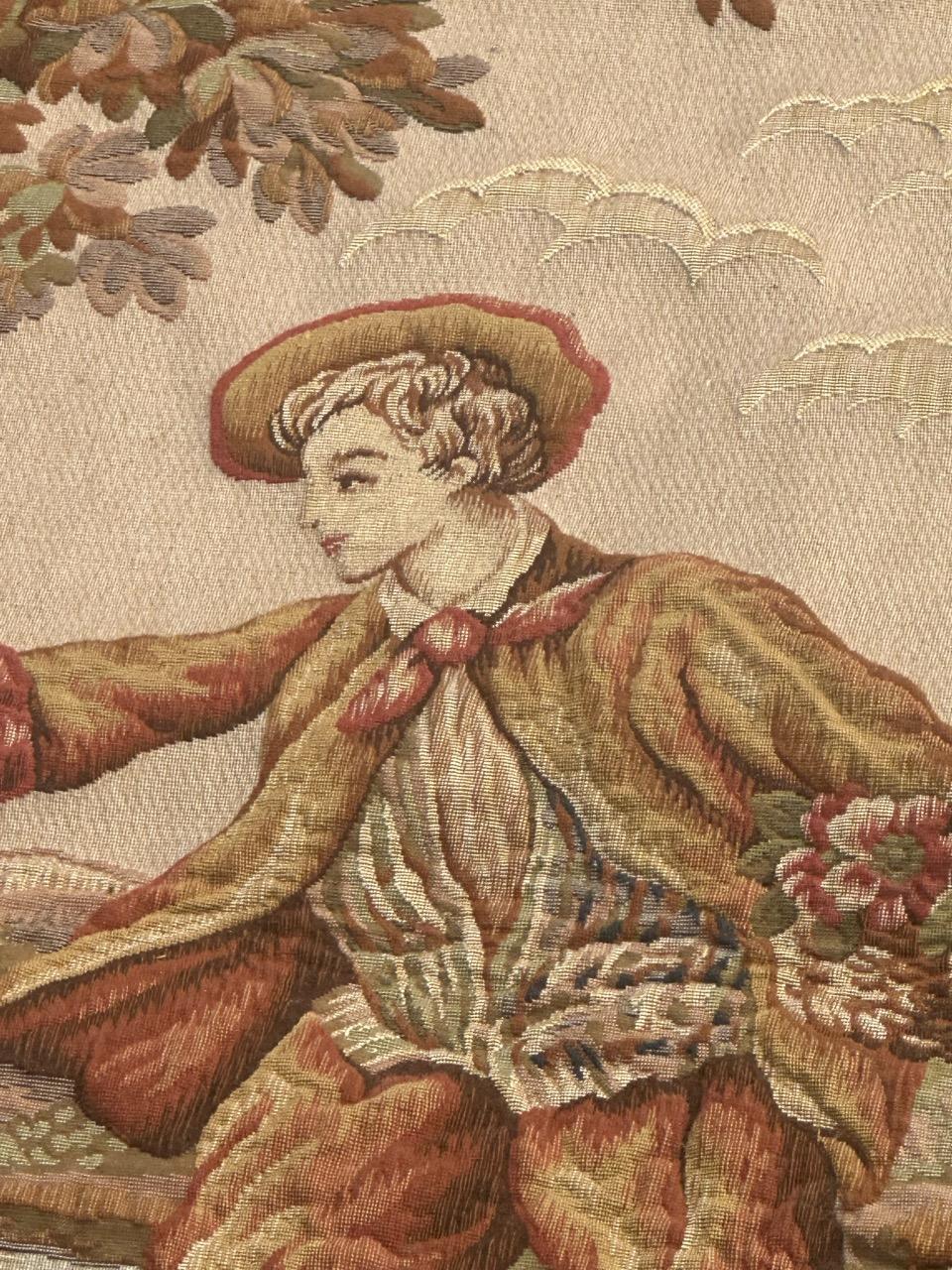 Nizza Midcentury Frankreich Aubusson Stil Jacquard Halluin Wandteppich 