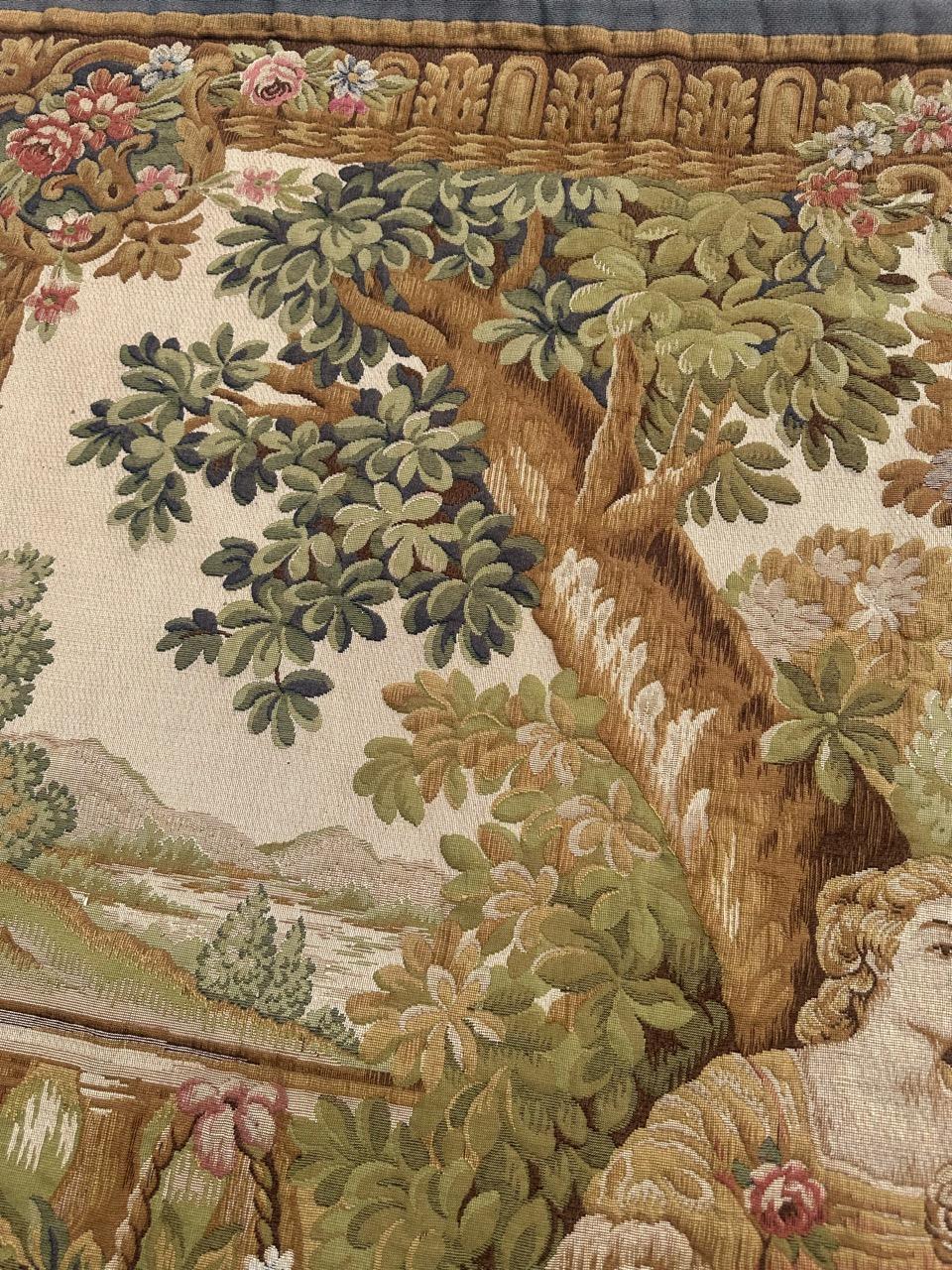 Nizza Midcentury Frankreich Aubusson Stil Jacquard Halluin Wandteppich im Angebot 4