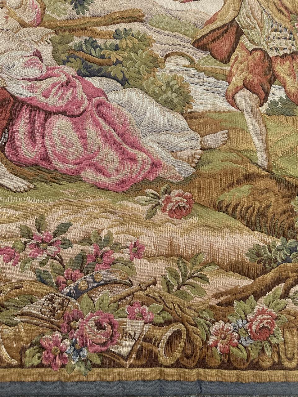Nizza Midcentury Frankreich Aubusson Stil Jacquard Halluin Wandteppich im Angebot 6