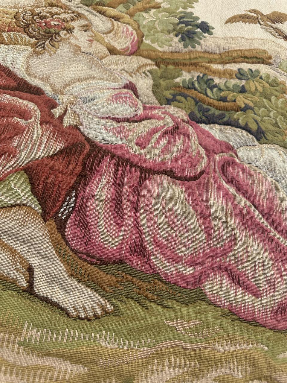 Nizza Midcentury Frankreich Aubusson Stil Jacquard Halluin Wandteppich im Angebot 7