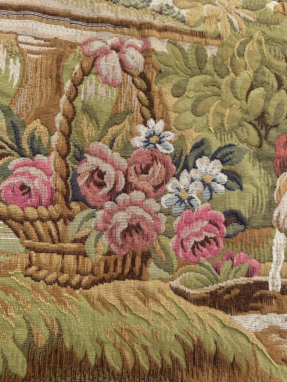 Nizza Midcentury Frankreich Aubusson Stil Jacquard Halluin Wandteppich im Angebot 8