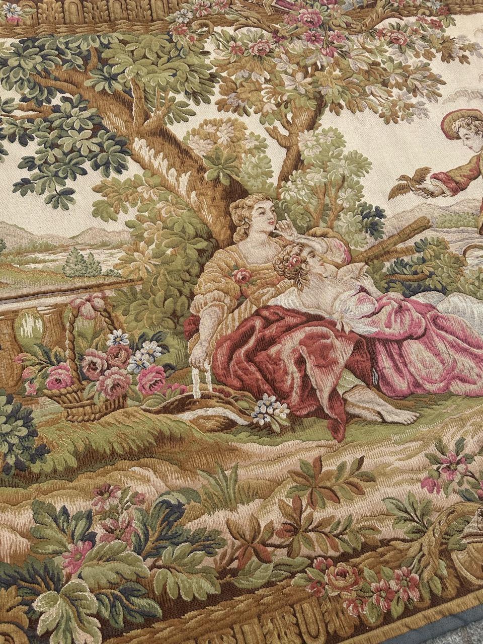 Nizza Midcentury Frankreich Aubusson Stil Jacquard Halluin Wandteppich im Angebot 9
