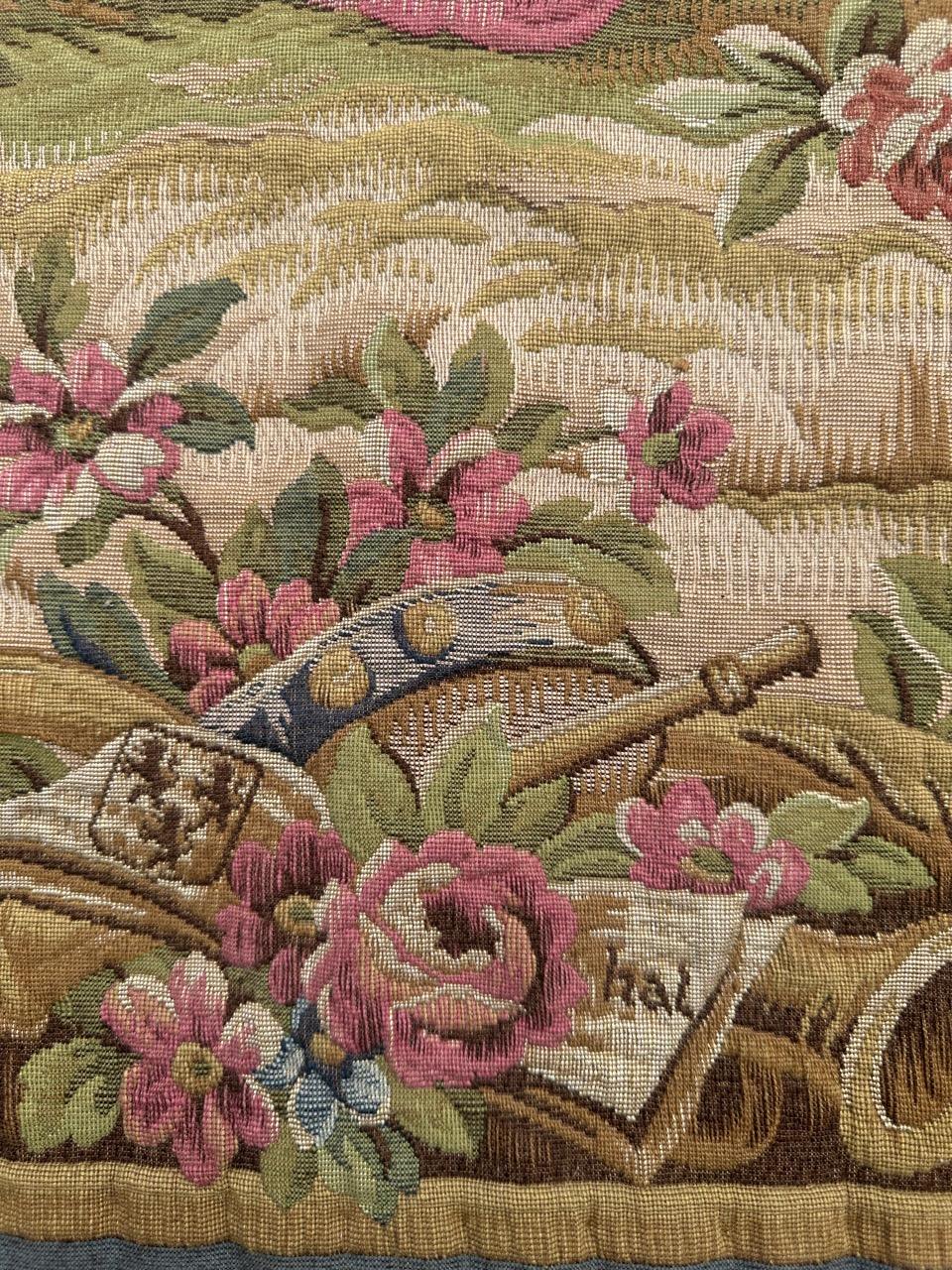 Nizza Midcentury Frankreich Aubusson Stil Jacquard Halluin Wandteppich im Angebot 10