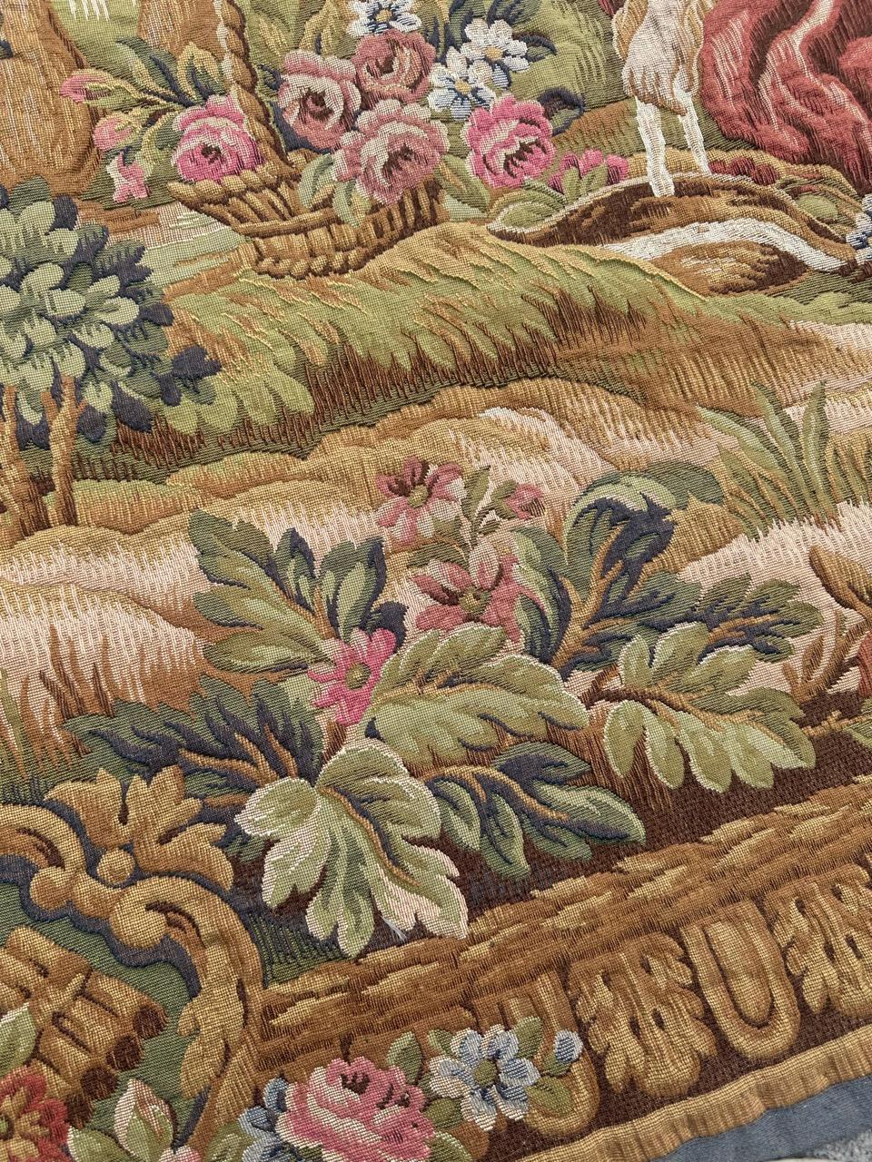 Nizza Midcentury Frankreich Aubusson Stil Jacquard Halluin Wandteppich im Angebot 11
