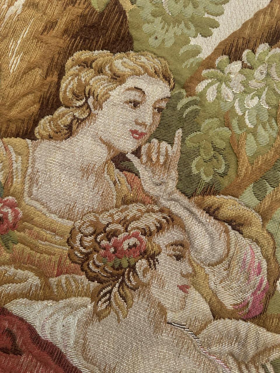 Nizza Midcentury Frankreich Aubusson Stil Jacquard Halluin Wandteppich im Angebot 12