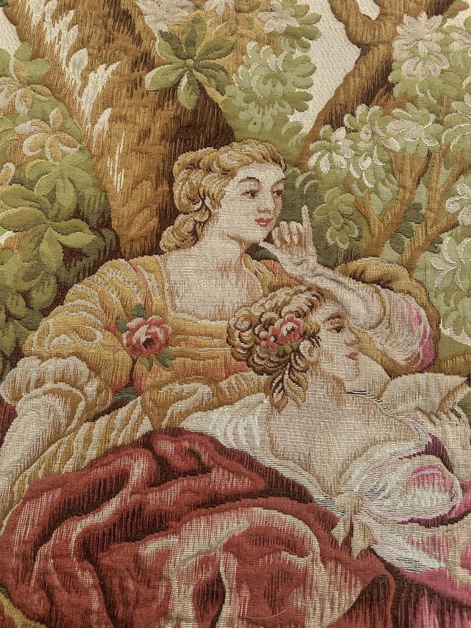 Nizza Midcentury Frankreich Aubusson Stil Jacquard Halluin Wandteppich (Wolle) im Angebot