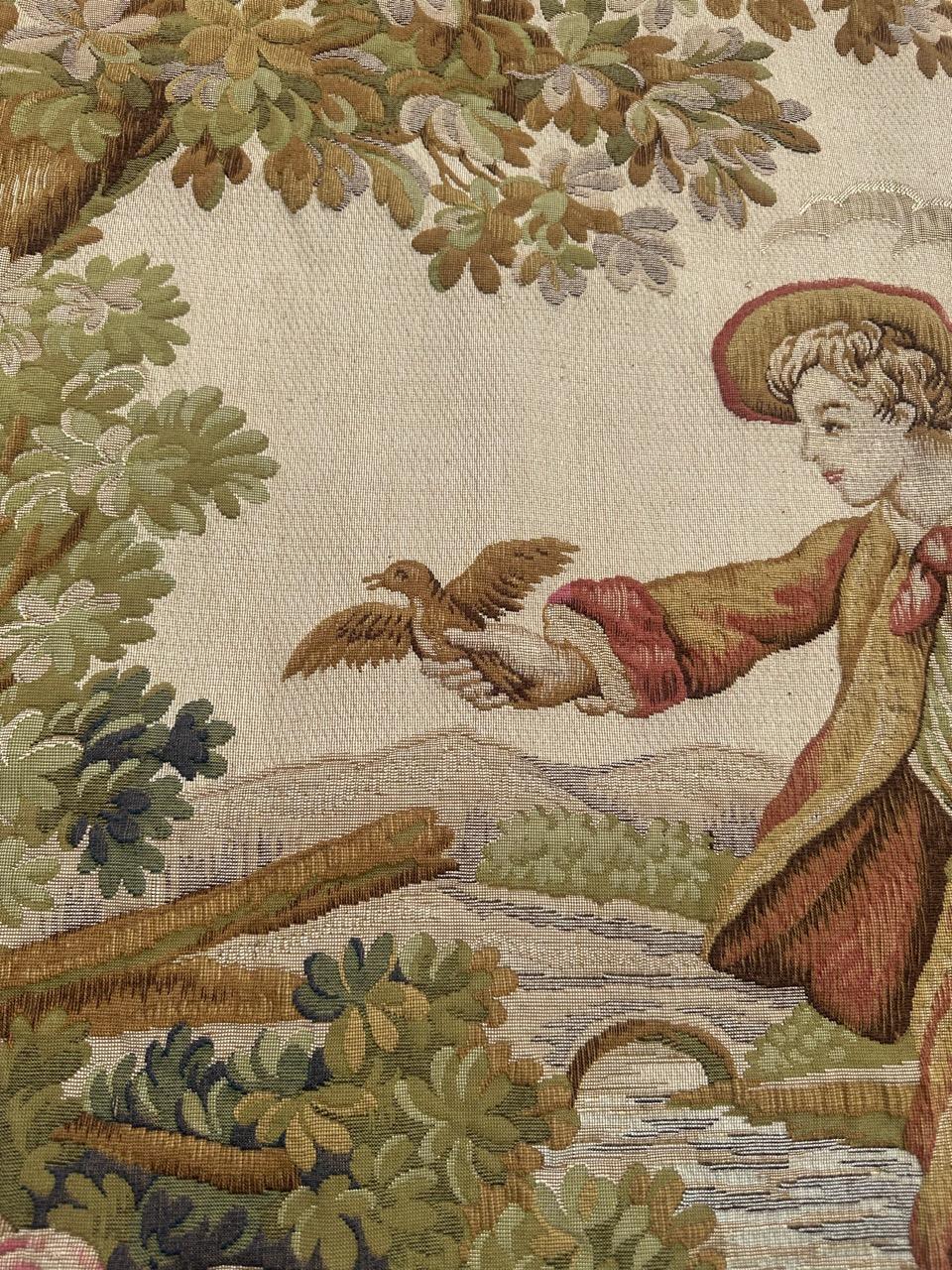 Nizza Midcentury Frankreich Aubusson Stil Jacquard Halluin Wandteppich im Angebot 2