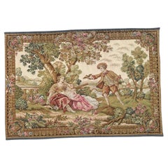 Nizza Midcentury Frankreich Aubusson Stil Jacquard Halluin Wandteppich