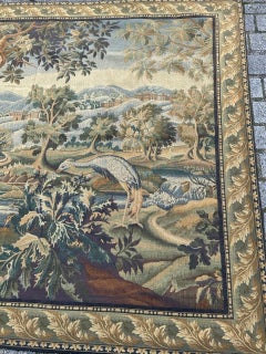 Nice Midcentury French Aubusson Style Jacquard Halluin Tapestry « landscape »