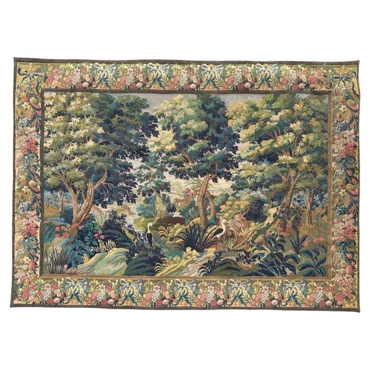 Nice Midcentury French Aubusson Style Jacquard Halluin Tapestry « landscape »