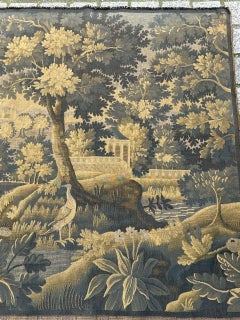 Belle tapisserie d'Aubusson en Jacquard Halluin du milieu du siècle "Verdure Mallard