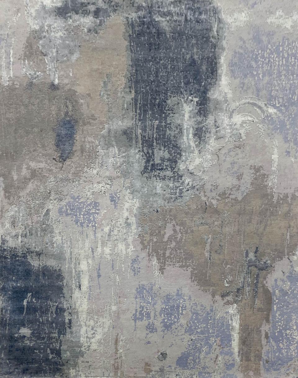 Bonita alfombra anudada de diseño abstracto moderno Indio en venta