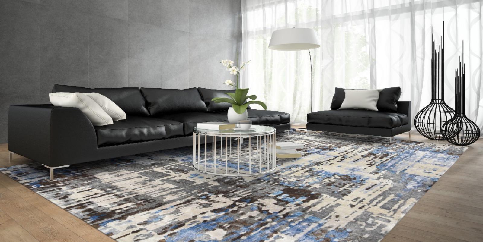Schöner moderner geknüpfter Teppich im abstrakten Design (Moderne) im Angebot