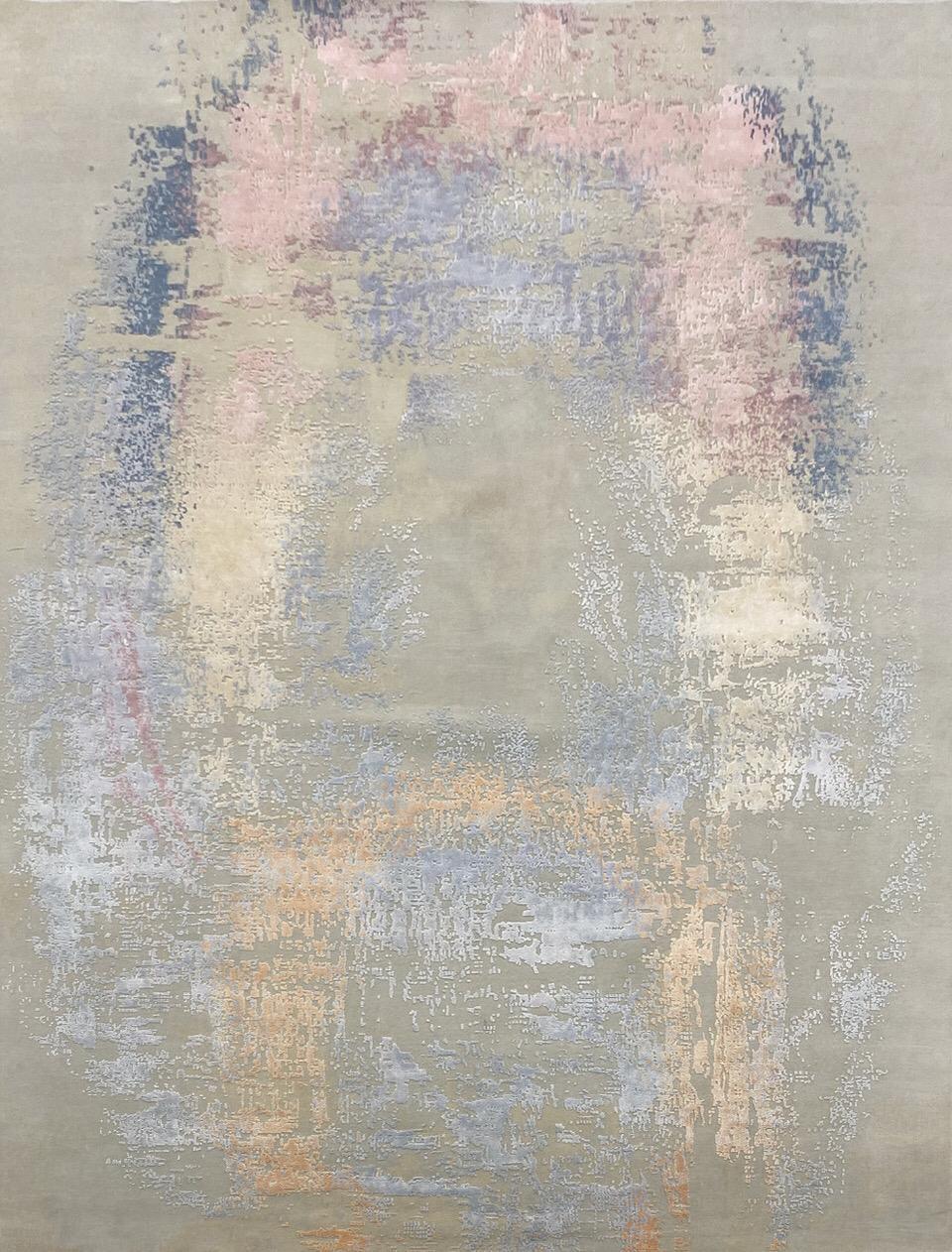 Bonita alfombra anudada de diseño abstracto moderno Moderno en venta