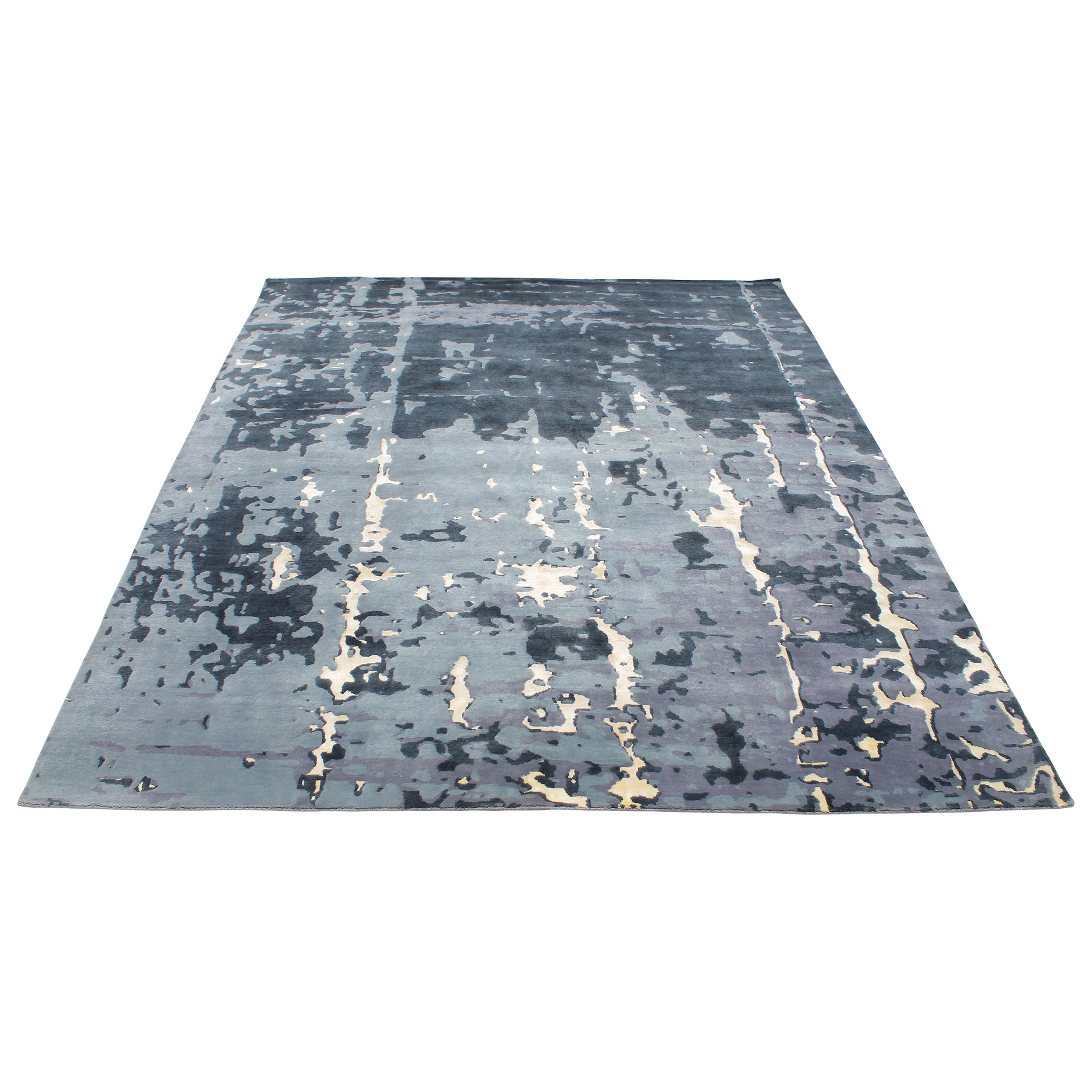 Nice Modern Abstract Design Knotted Rug For Sale