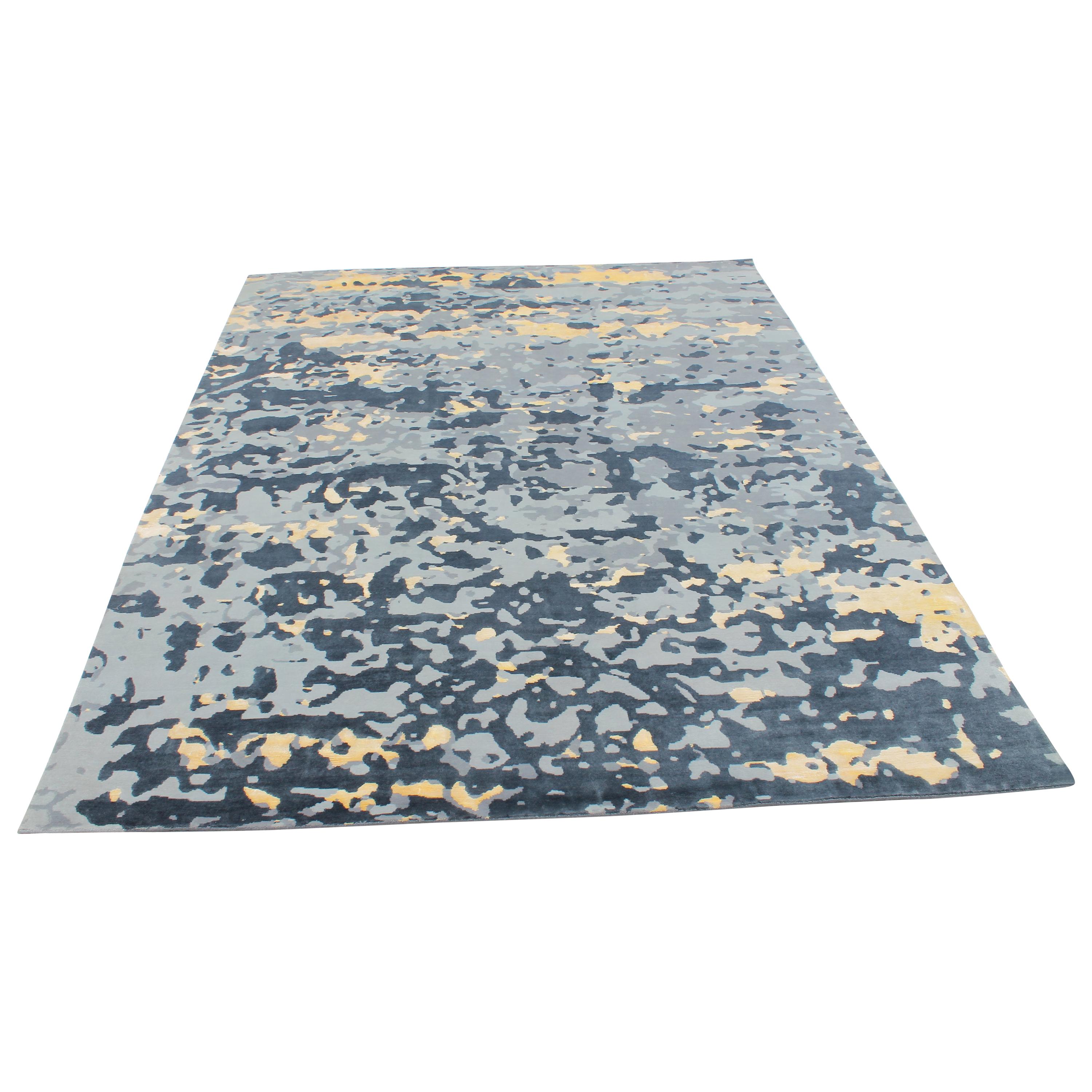Nice Modern Abstract Design Knotted Rug For Sale
