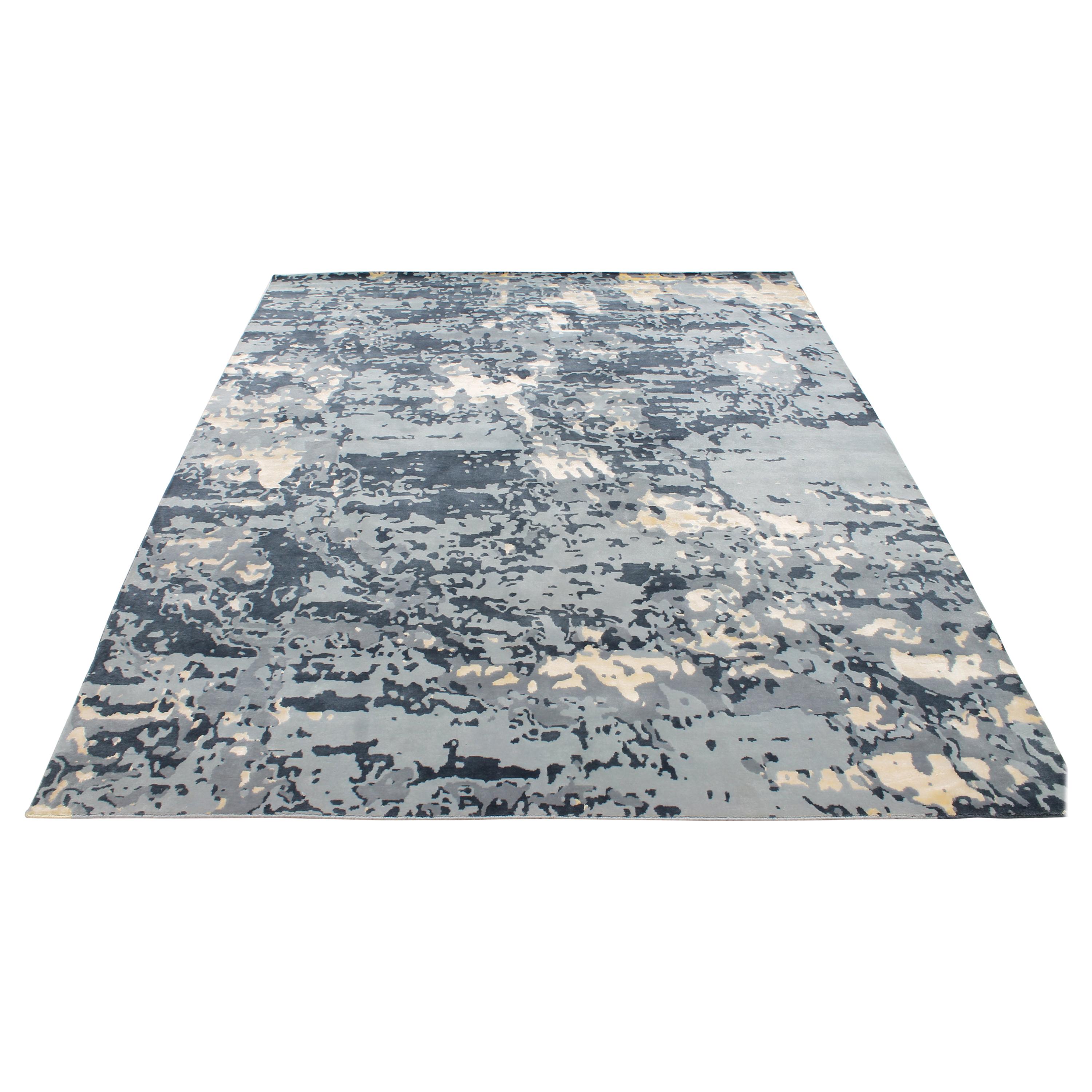 Nice Modern Abstract Design Knotted Rug For Sale