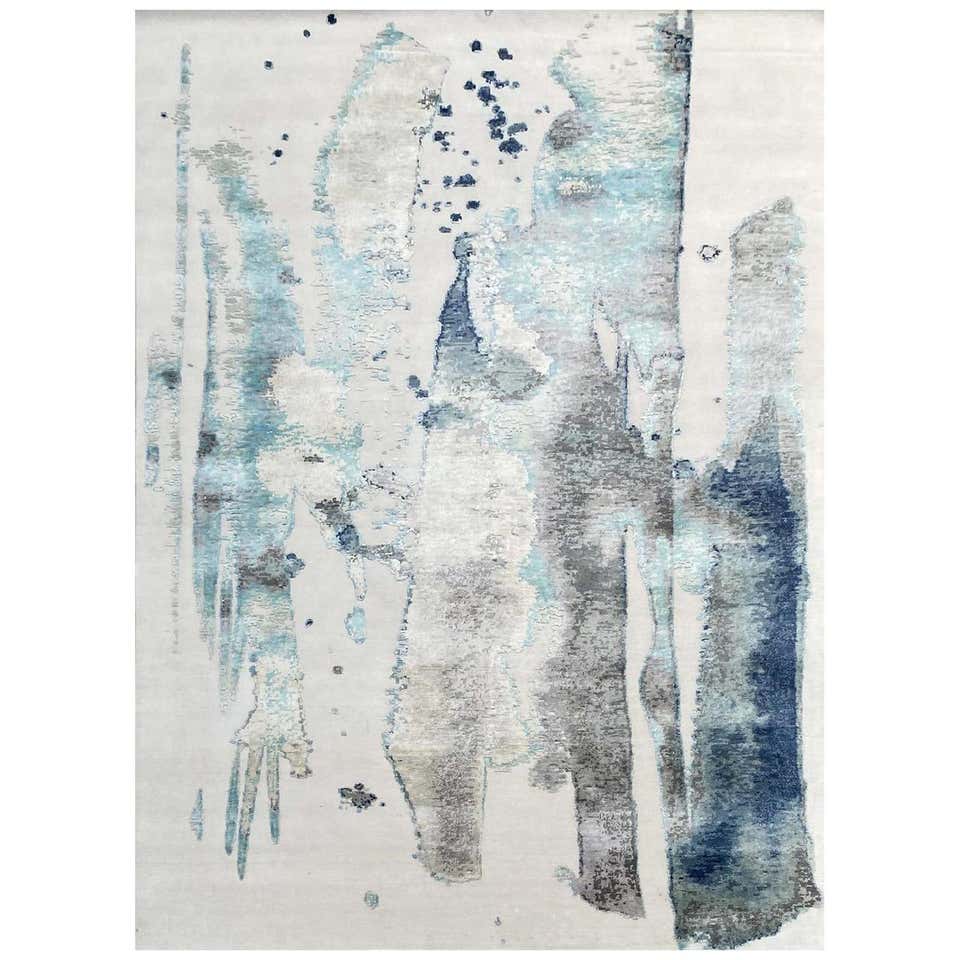 Nice Modern Abstract Design Knotted Rug For Sale at 1stDibs