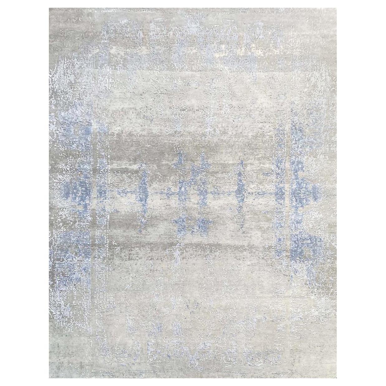 Nice Modern Abstract Design Knotted Rug For Sale